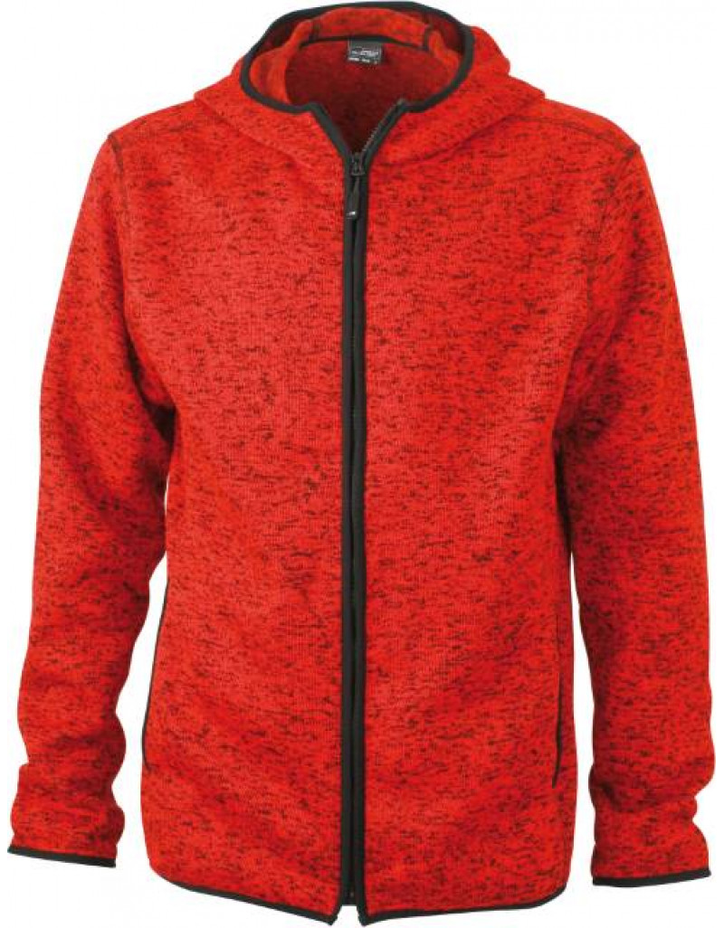 Jachetă tricotată din fleece cu glugă pentru bărbați